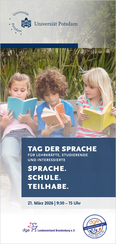 Seite 1 des Flyers TAG DER SPRACHE " 21.3.2026  in Potsdam